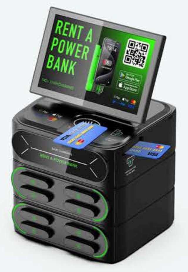 8-slot stackable modular charging station with 10.1 inch advertising screen